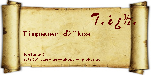 Timpauer Ákos névjegykártya